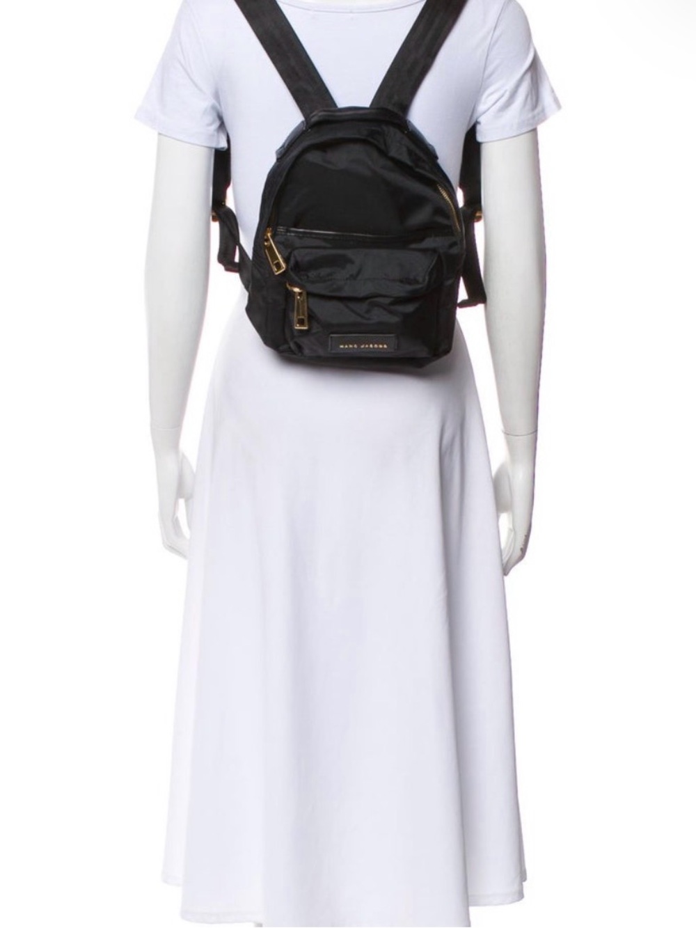 Marc Jacobs Black Mini Nylon Backpack with Gold Hardware